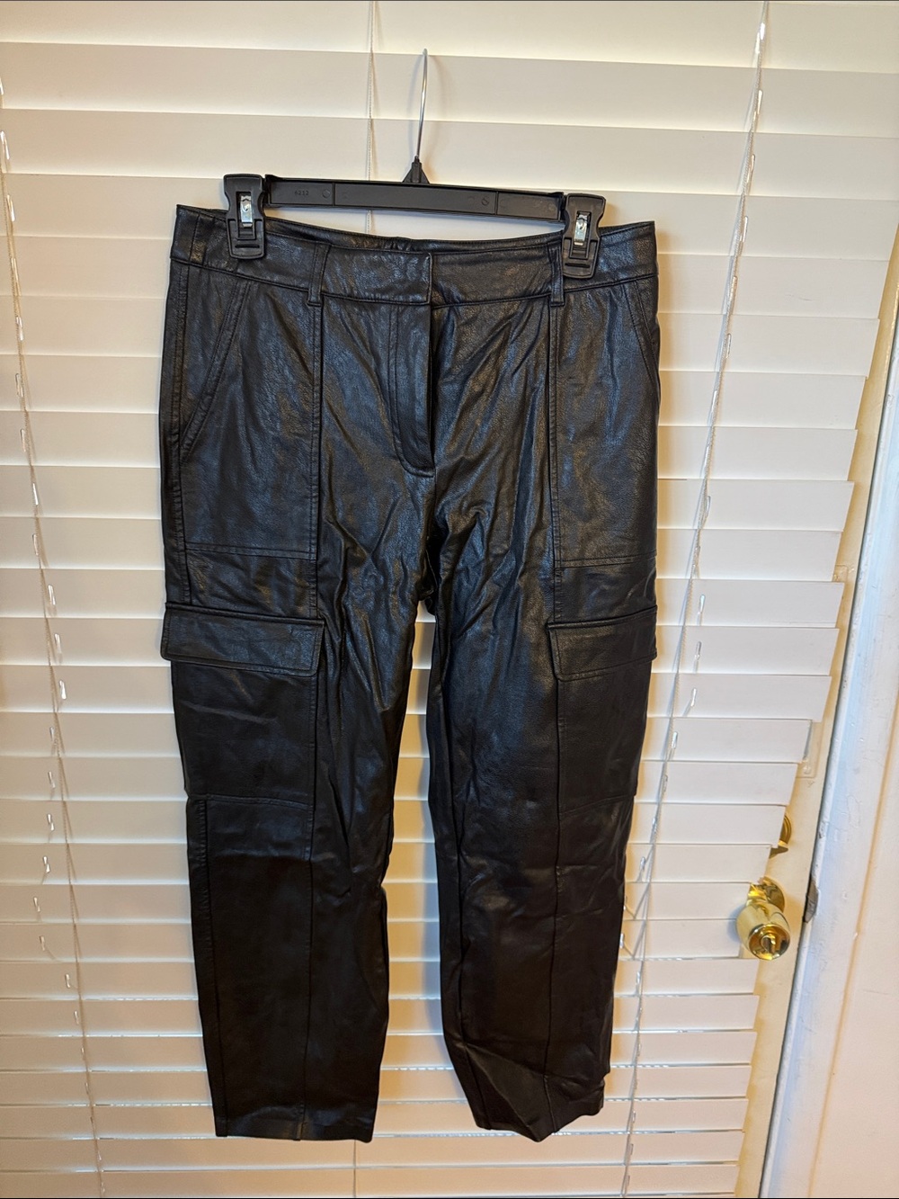 Commando Black Faux Leather Ankle Cargo Pants